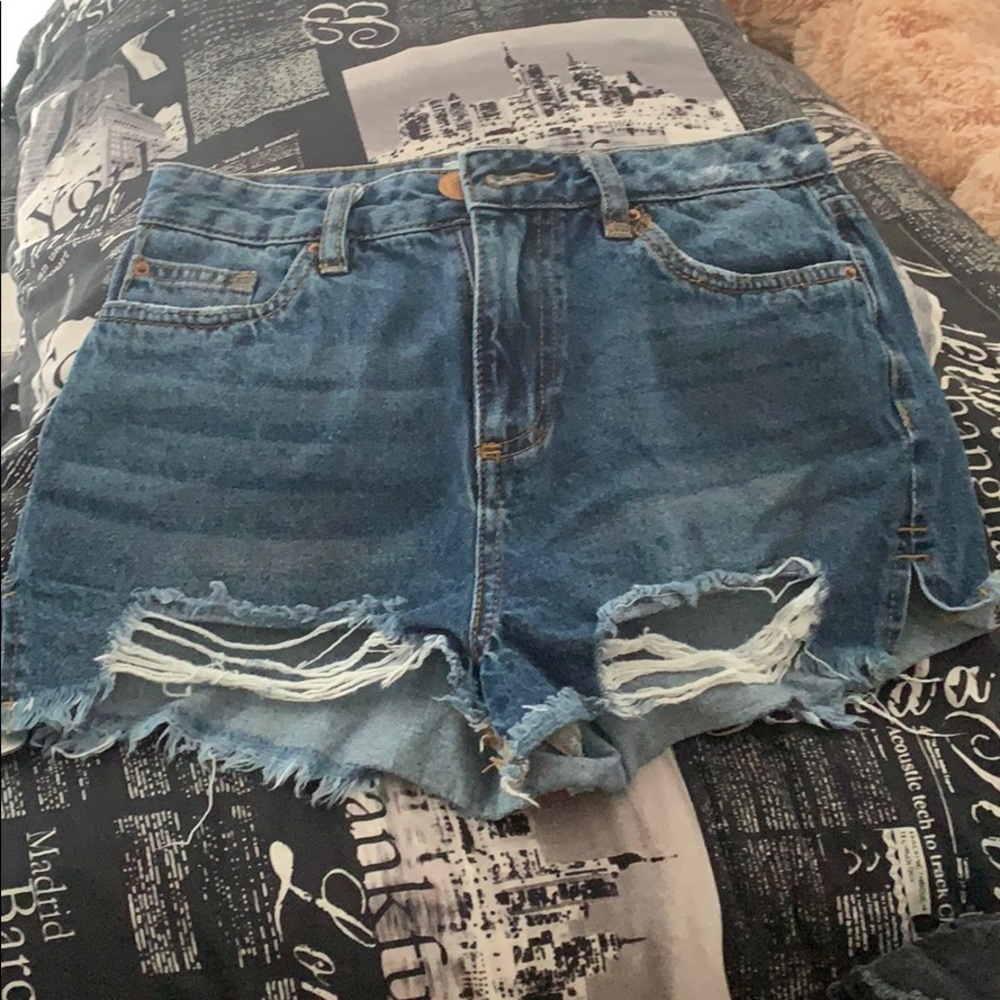Blue denim shorts